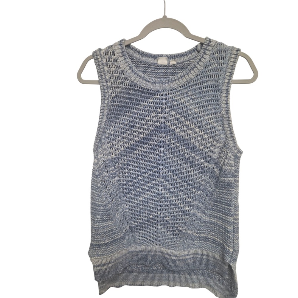GAP Women Blue White Striped Knit Sleeveless Sweater Vest Top M‎